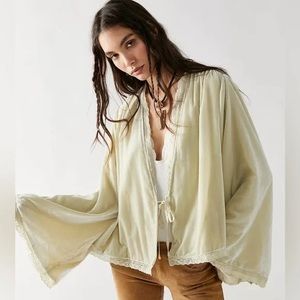 Free People velvet Bed Jacket in Opal silk color